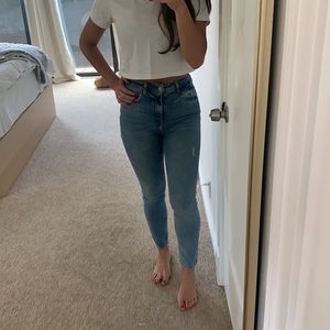 Skinny high rise cropped jean